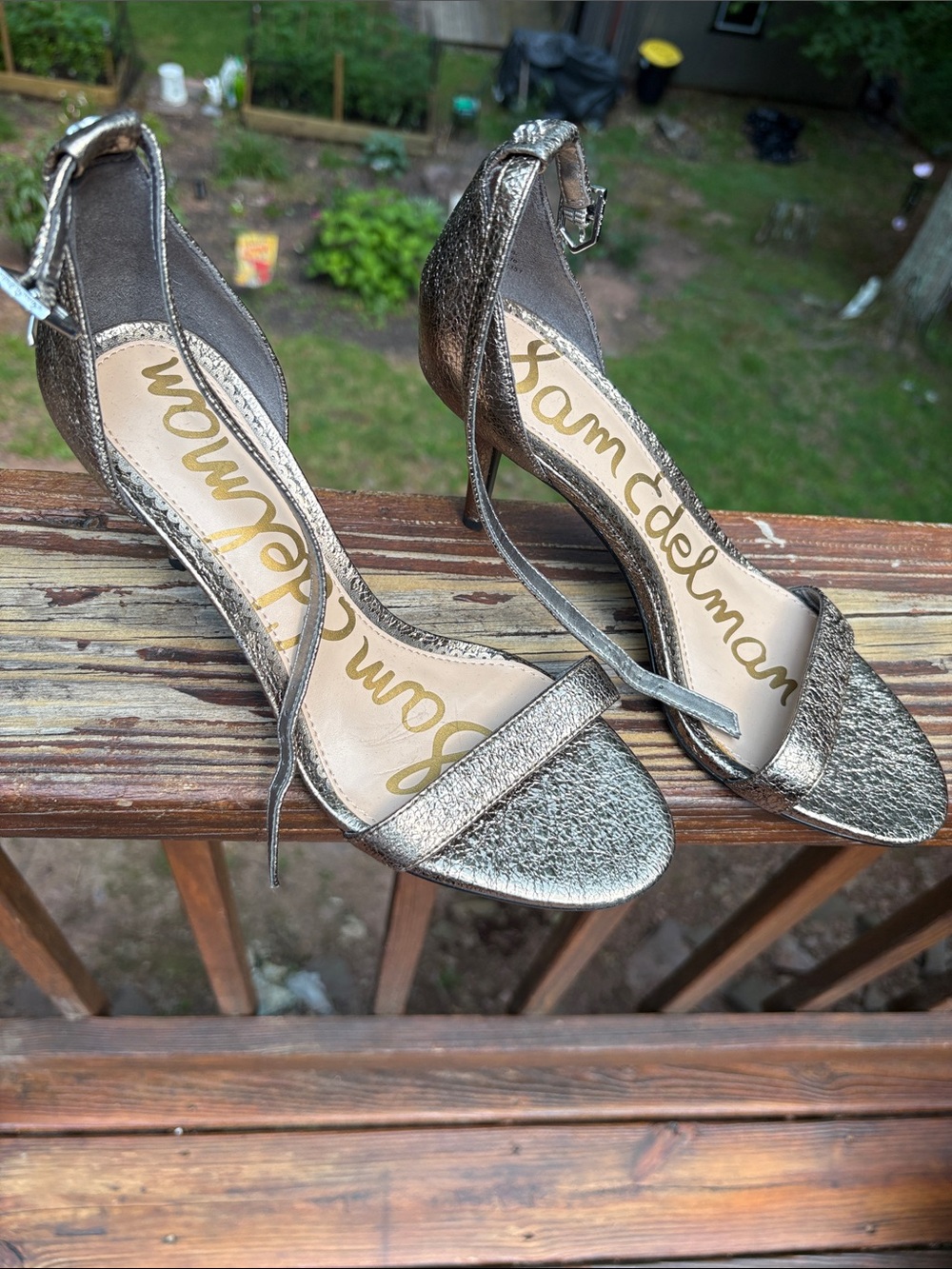 Sam Edelman Bronze Metallic Strappy Open-Toe Heels